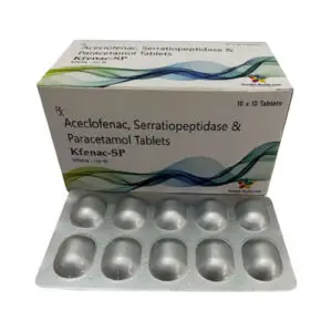 Kfenac-sp | Aceclofenac 100mg, Sarratiopeptidase 15mg, Paracetamol 325mg Tablet