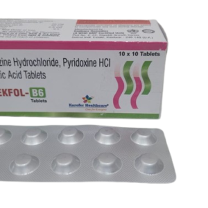 Mekfol-B6 | Meclizine 25mg, Pyridoxine 10mg, Folic Acid 2.5 mg Tablet