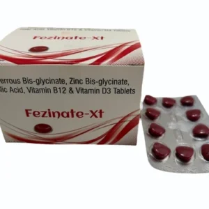 Fezinate-XT | Ferrous Bis-glycinate 300mg, Zinc 15mg, Folic acid 1mg, Vitamin B12 500mcg, Vitamin D3 1000IU Tablet